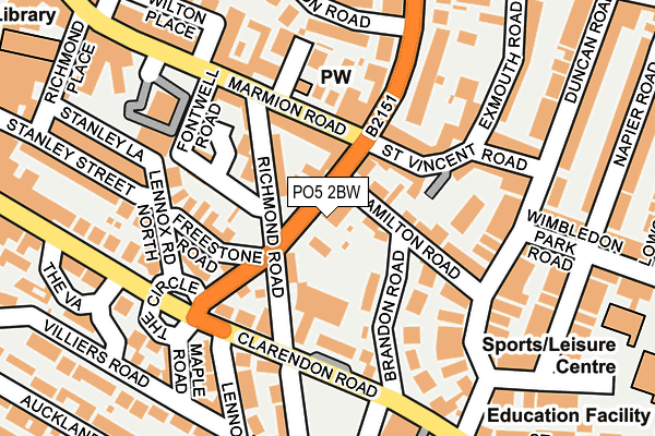 PO5 2BW map - OS OpenMap – Local (Ordnance Survey)