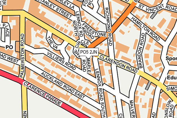 PO5 2JN map - OS OpenMap – Local (Ordnance Survey)