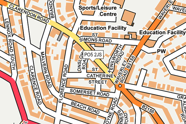 PO5 2JS map - OS OpenMap – Local (Ordnance Survey)