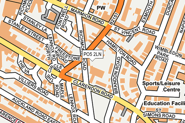 PO5 2LN map - OS OpenMap – Local (Ordnance Survey)