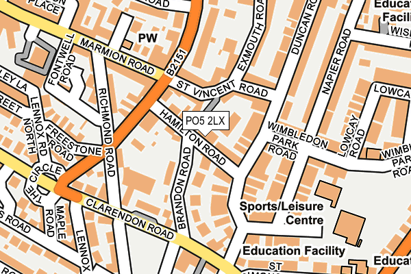 PO5 2LX map - OS OpenMap – Local (Ordnance Survey)