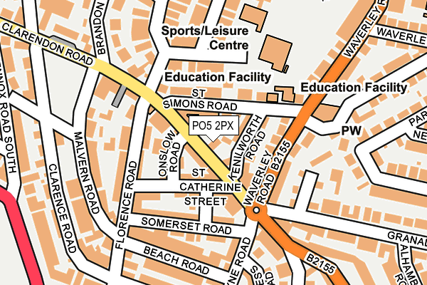 PO5 2PX map - OS OpenMap – Local (Ordnance Survey)