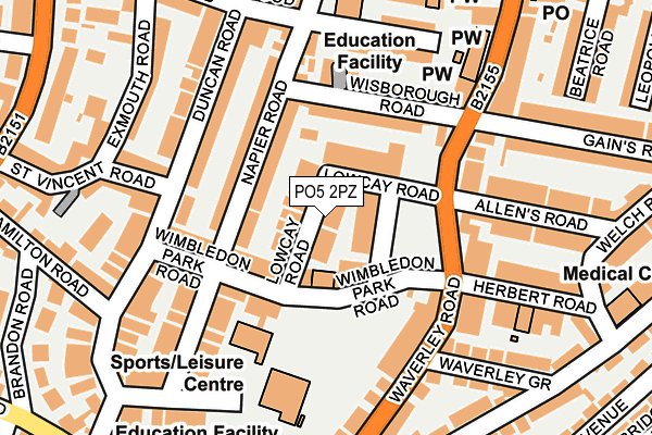 PO5 2PZ map - OS OpenMap – Local (Ordnance Survey)