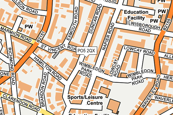 PO5 2QX map - OS OpenMap – Local (Ordnance Survey)