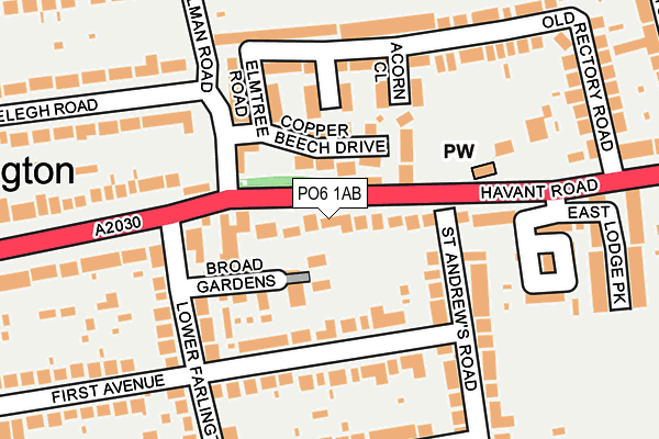 PO6 1AB map - OS OpenMap – Local (Ordnance Survey)