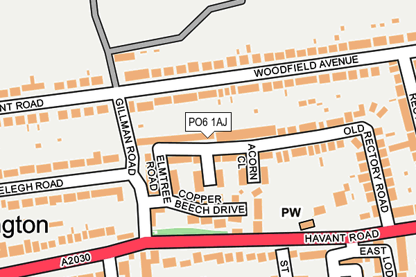 PO6 1AJ map - OS OpenMap – Local (Ordnance Survey)