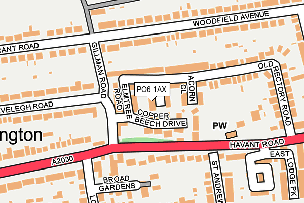 PO6 1AX map - OS OpenMap – Local (Ordnance Survey)