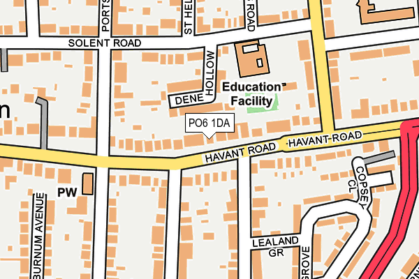 PO6 1DA map - OS OpenMap – Local (Ordnance Survey)