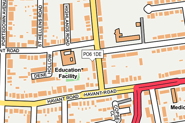 PO6 1DE map - OS OpenMap – Local (Ordnance Survey)