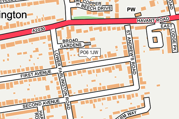 PO6 1JW map - OS OpenMap – Local (Ordnance Survey)