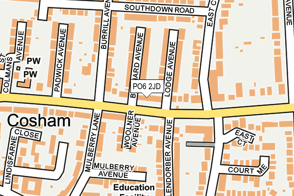 PO6 2JD map - OS OpenMap – Local (Ordnance Survey)
