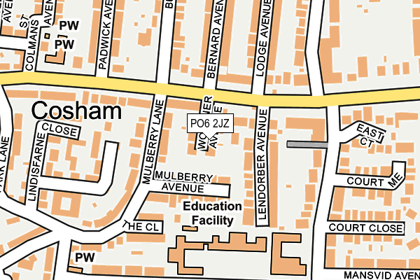 PO6 2JZ map - OS OpenMap – Local (Ordnance Survey)