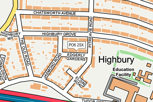 PO6 2SX map - OS OpenMap – Local (Ordnance Survey)