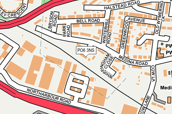 PO6 3NS map - OS OpenMap – Local (Ordnance Survey)