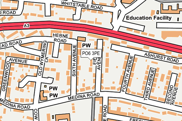 PO6 3PE map - OS OpenMap – Local (Ordnance Survey)