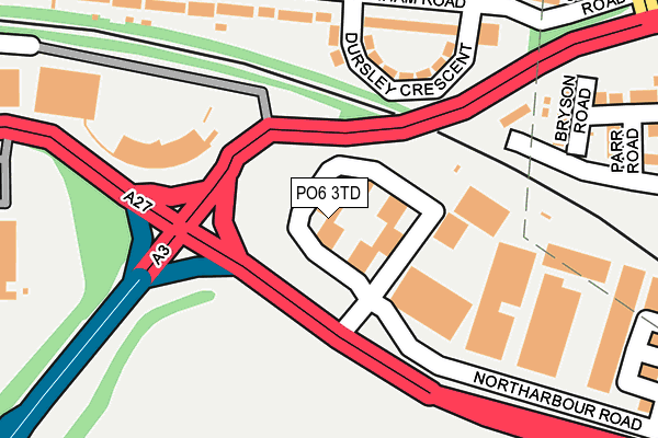 PO6 3TD map - OS OpenMap – Local (Ordnance Survey)