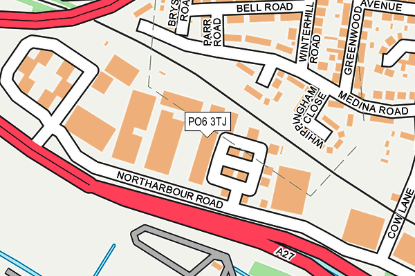 PO6 3TJ map - OS OpenMap – Local (Ordnance Survey)