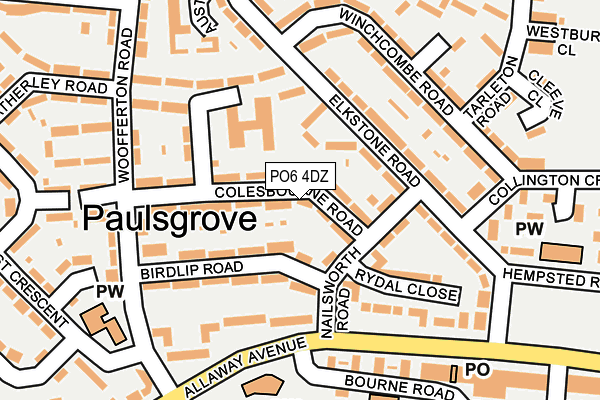 PO6 4DZ map - OS OpenMap – Local (Ordnance Survey)