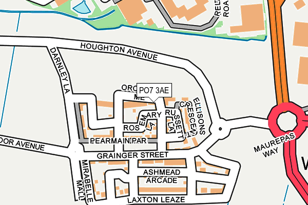 PO7 3AE map - OS OpenMap – Local (Ordnance Survey)