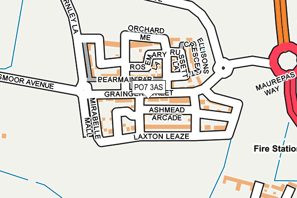PO7 3AS map - OS OpenMap – Local (Ordnance Survey)