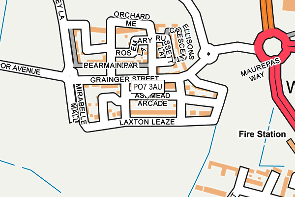 PO7 3AU map - OS OpenMap – Local (Ordnance Survey)