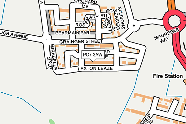 PO7 3AW map - OS OpenMap – Local (Ordnance Survey)