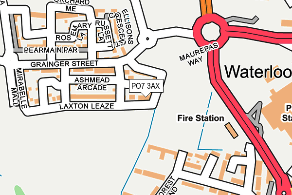 PO7 3AX map - OS OpenMap – Local (Ordnance Survey)