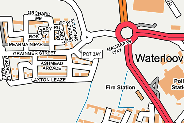 PO7 3AY map - OS OpenMap – Local (Ordnance Survey)