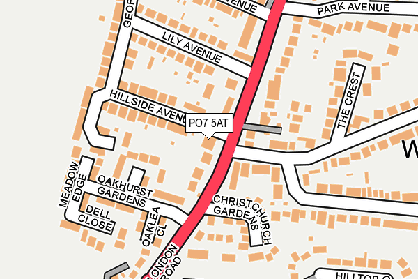 PO7 5AT map - OS OpenMap – Local (Ordnance Survey)