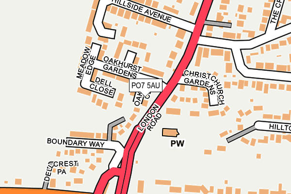 PO7 5AU map - OS OpenMap – Local (Ordnance Survey)