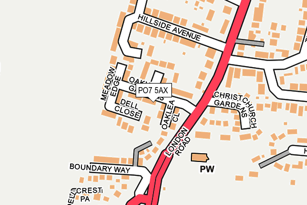 PO7 5AX map - OS OpenMap – Local (Ordnance Survey)