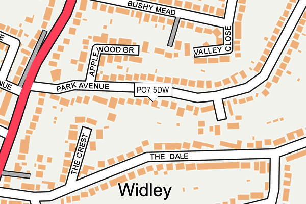 PO7 5DW map - OS OpenMap – Local (Ordnance Survey)