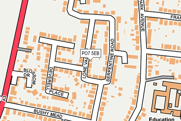 PO7 5EB map - OS OpenMap – Local (Ordnance Survey)