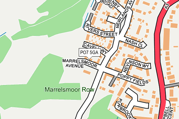 PO7 5GA map - OS OpenMap – Local (Ordnance Survey)