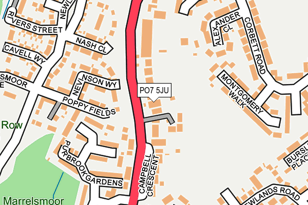 PO7 5JU map - OS OpenMap – Local (Ordnance Survey)