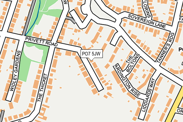 PO7 5JW map - OS OpenMap – Local (Ordnance Survey)