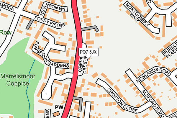 PO7 5JX map - OS OpenMap – Local (Ordnance Survey)