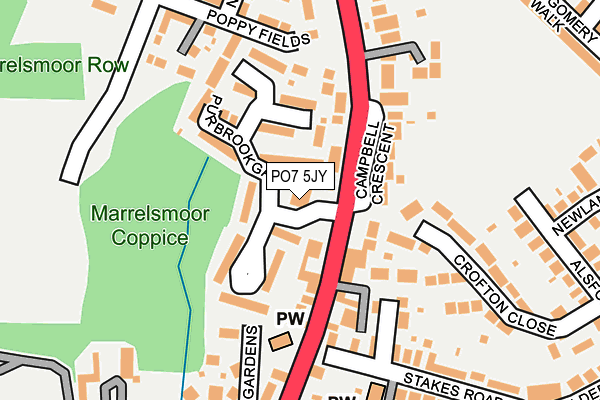 PO7 5JY map - OS OpenMap – Local (Ordnance Survey)