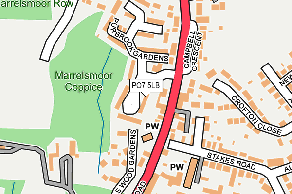 PO7 5LB map - OS OpenMap – Local (Ordnance Survey)