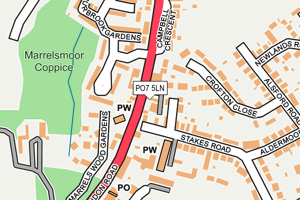 PO7 5LN map - OS OpenMap – Local (Ordnance Survey)