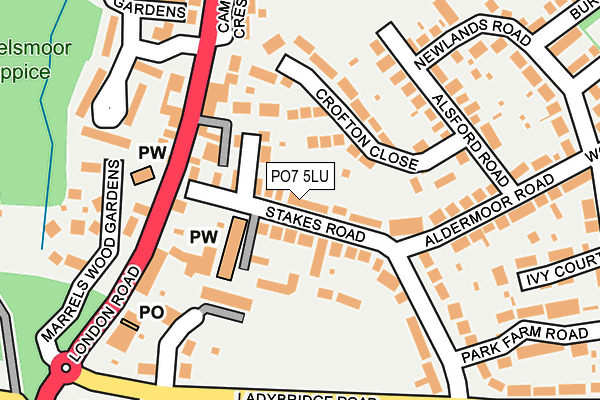 PO7 5LU map - OS OpenMap – Local (Ordnance Survey)