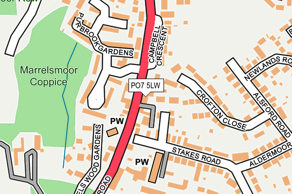 PO7 5LW map - OS OpenMap – Local (Ordnance Survey)