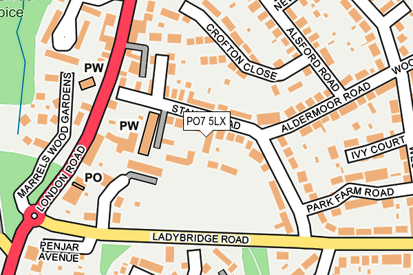 PO7 5LX map - OS OpenMap – Local (Ordnance Survey)