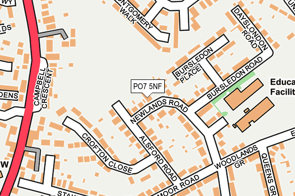 PO7 5NF map - OS OpenMap – Local (Ordnance Survey)