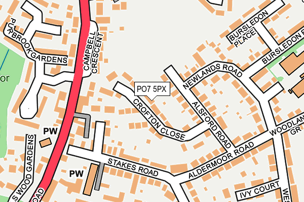 PO7 5PX map - OS OpenMap – Local (Ordnance Survey)