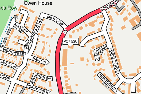 PO7 5SU map - OS OpenMap – Local (Ordnance Survey)
