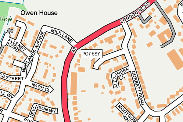 PO7 5SY map - OS OpenMap – Local (Ordnance Survey)