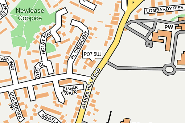 PO7 5UJ map - OS OpenMap – Local (Ordnance Survey)