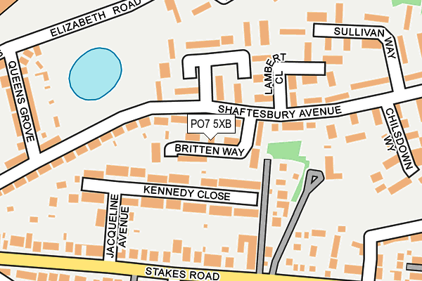PO7 5XB map - OS OpenMap – Local (Ordnance Survey)