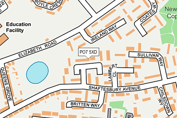 PO7 5XD map - OS OpenMap – Local (Ordnance Survey)
